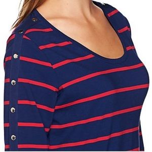 Susan Graver Weekend yarn dyed striped stretch cotton modal top